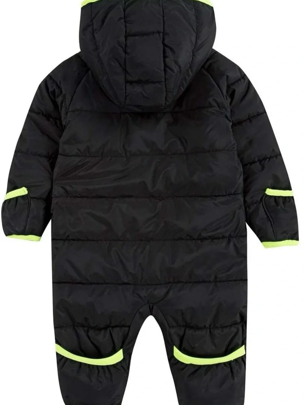 NIKE BLACK NEON VOLT , Size Newborn, GREEN LINED PUFFER HOODED WINTER BUNTING